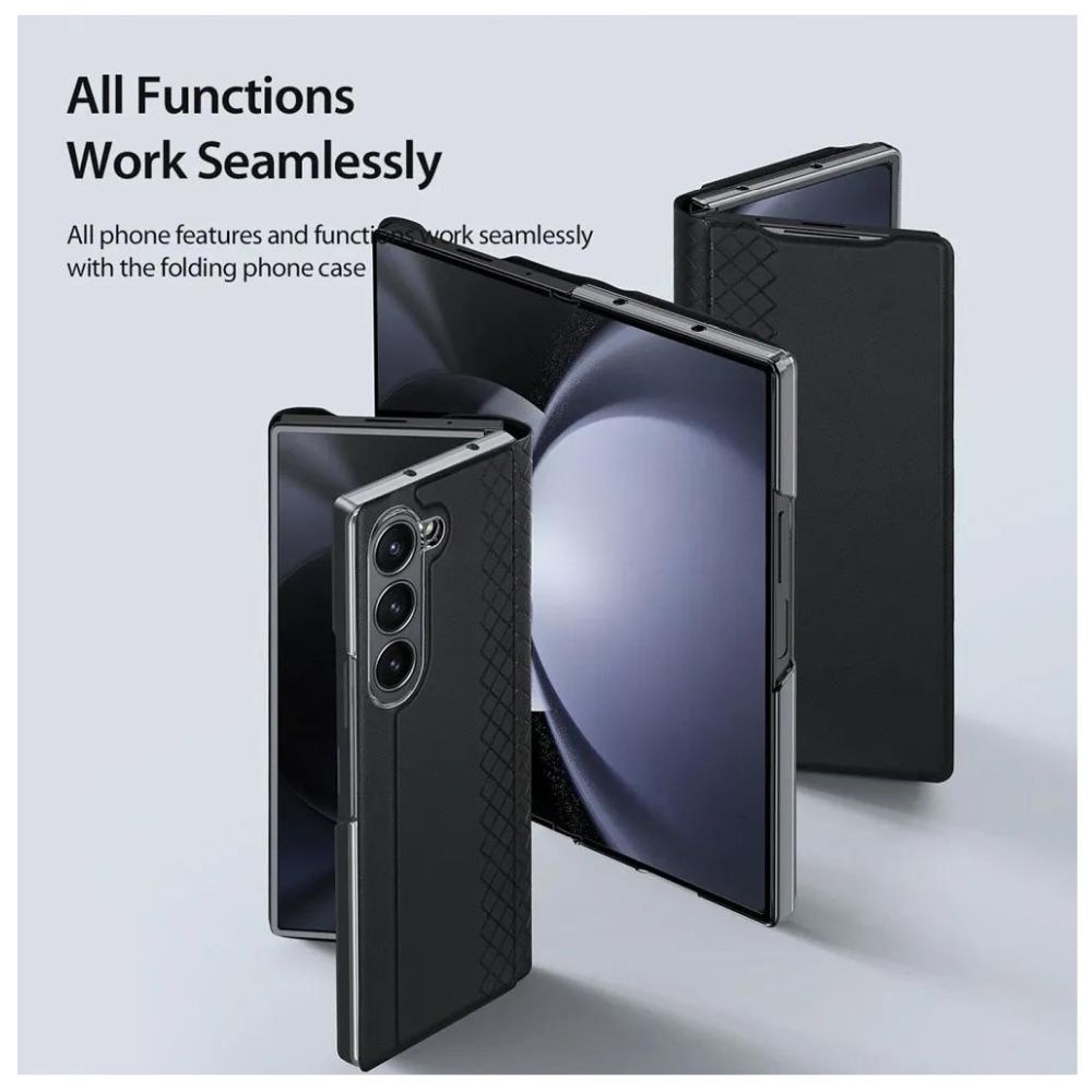 Husa telefon DuxDucis Bril Leather+ PEN compatibila cu Samsung Galaxy Z Fold 6, Albastru Inchis