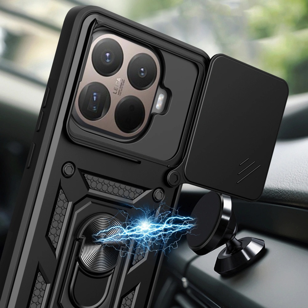 Husa pentru Xiaomi 15T Pro, SKYDDAR INNOVATION, CamShield, Inel magnetic, set cu sticker, Auriu