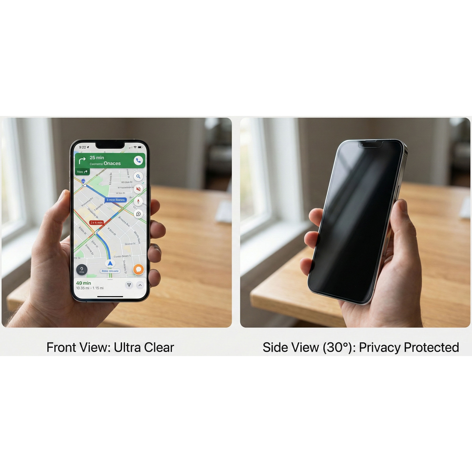 Folie protecție ecran sticla securizată 9H, anti-spion, transparentă HD, compatibilă cu iPhone 6/7/8/SE