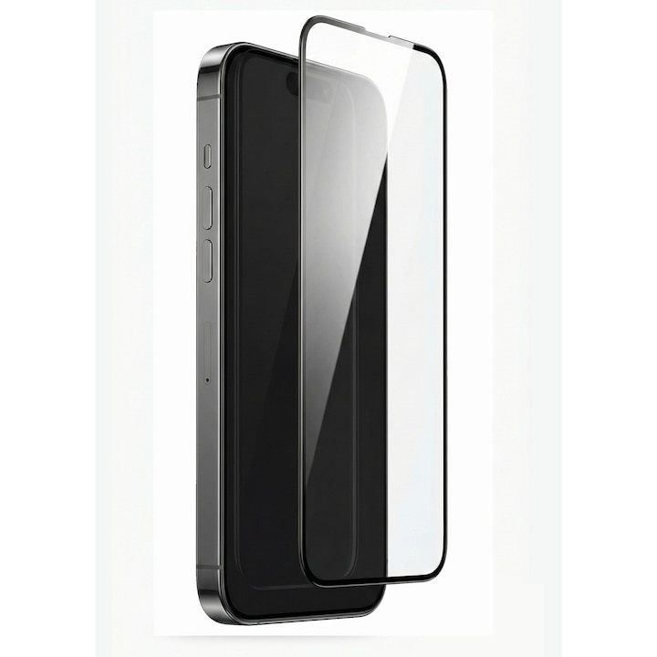 Folie de protecție sticlă securizată HD, transparentă, anti-șoc, 9H, kit montare inclus, set pentru iPhone 14 Pro Max/15 Plus/16 Plus