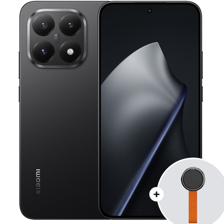 RESIGILAT: Telefon mobil Xiaomi 15T, 12GB RAM, 256GB ROM, 5G Black + Woven Strap Ring Stand