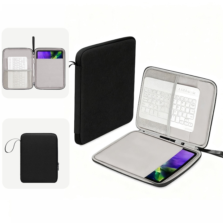 Husă laptop FooFoony, negru, compatibilă cu tablete de 10.9 inch și mai mici, husa de transport cu mânere