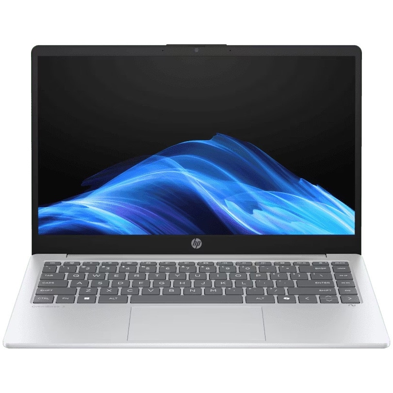Laptop HP OmniBook 3 NG AI Hokie 25C1 cu procesor AMD Ryzen™ AI 5 340 pana la 4.8 Ghz, 14", Full HD, 16GB DDR5, 1TB SSD, AMD Radeon 840M Graphics ,Windows 11, Glacier Silver