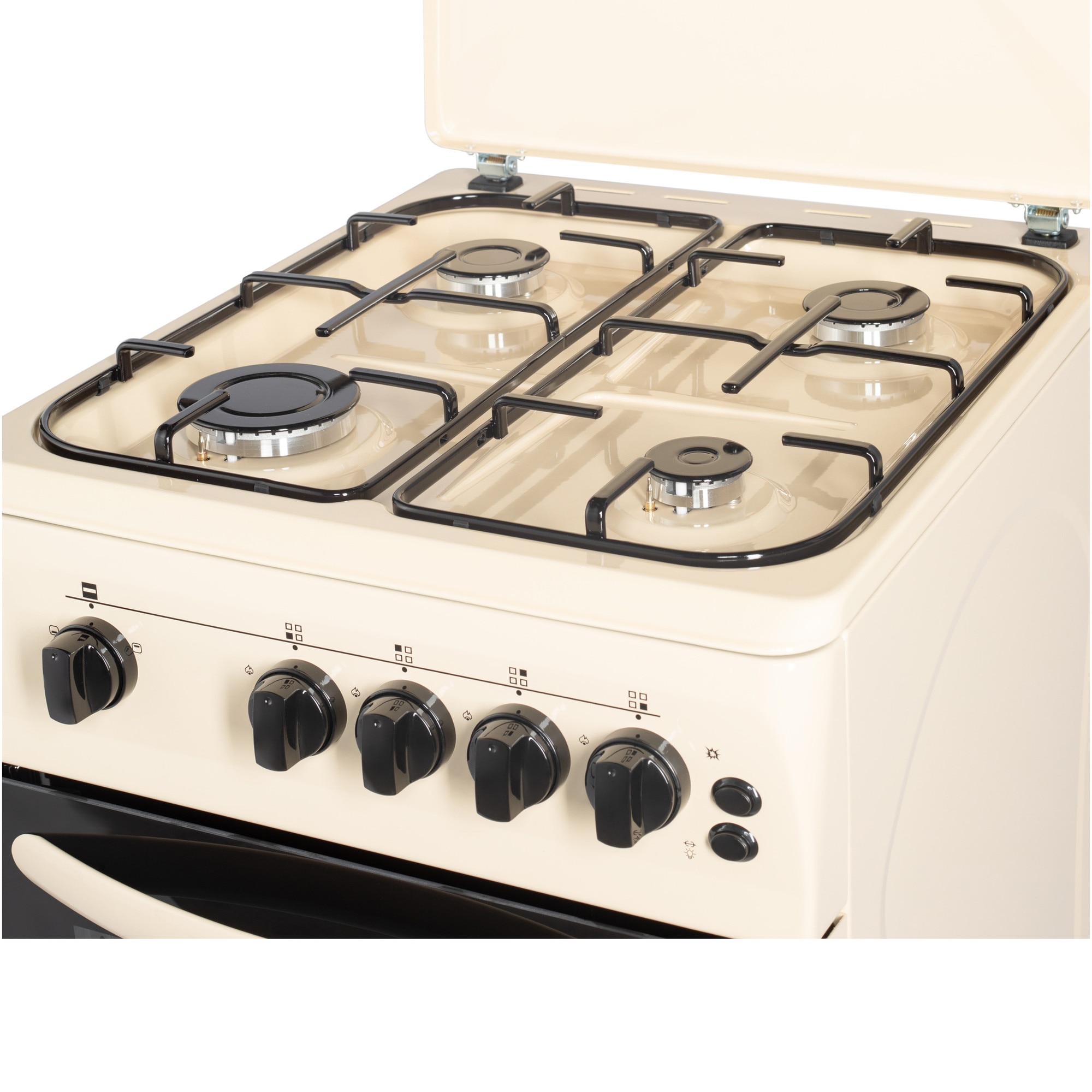Aragaz Nobeltek NLT 5603B/G1, 50x60, plita si cuptor pe gaz, grill gaz, rotisor, aprindere electrica, iluminare cuptor, siguranta plita si cuptor, echipat cu diuze GN, diuze GPL de schimb, capac tabla, bej