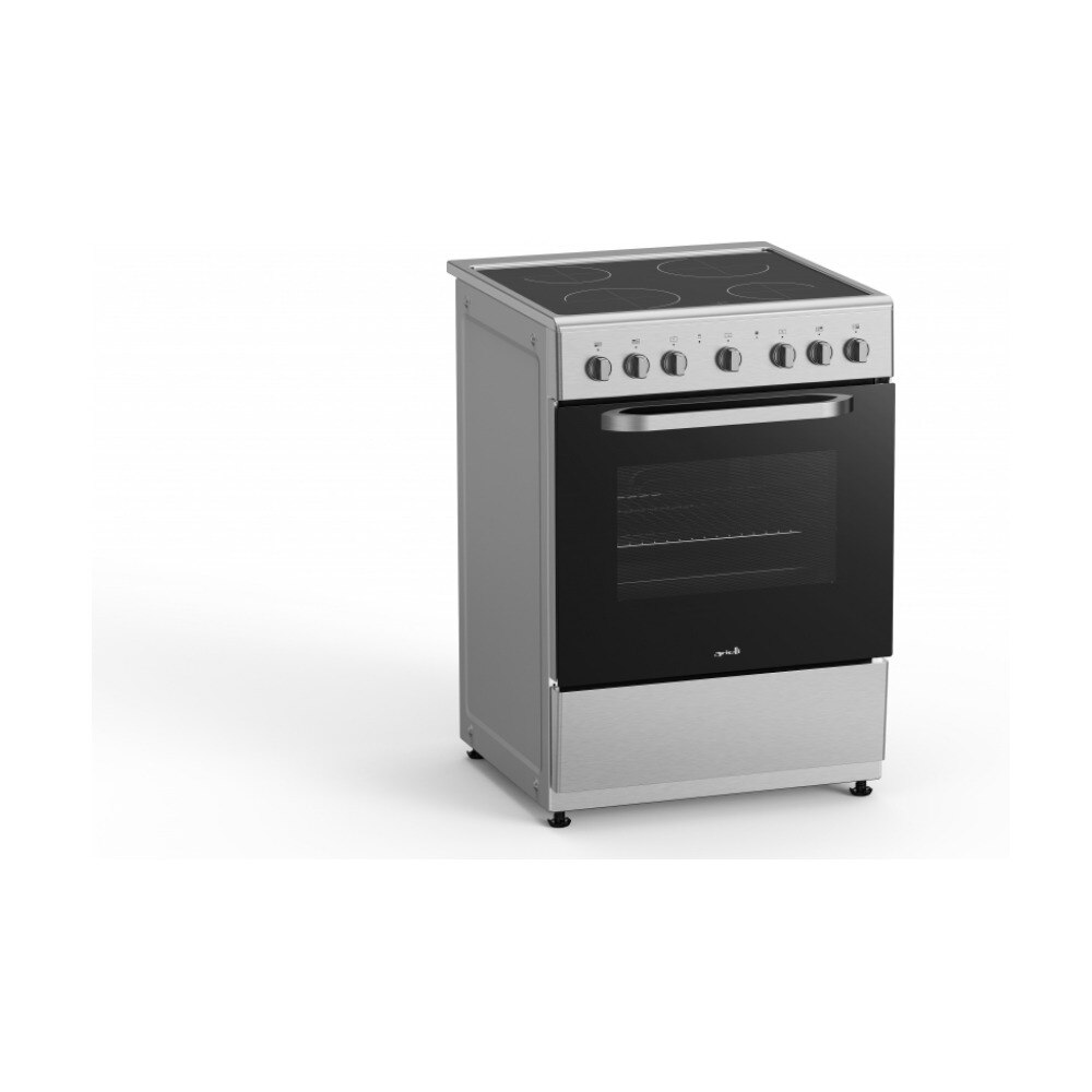 Aragaz electric Arielli C-6590CER-IX, Plita vitroceramica 4 zone, Cuptor electric 9 functii, Grill, Ventilare, 60 cm, 65 l, Clasa A, Argintiu