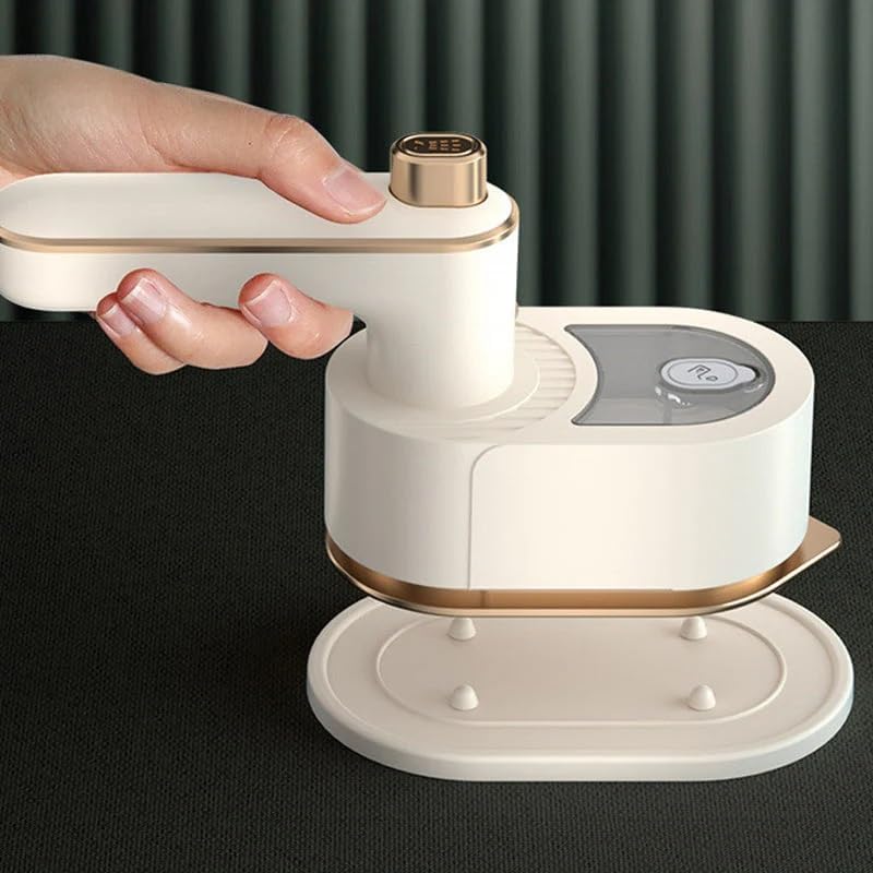 Fier de calcat portabil, mini aparat de calcat cu abur, design compact, usor, bej