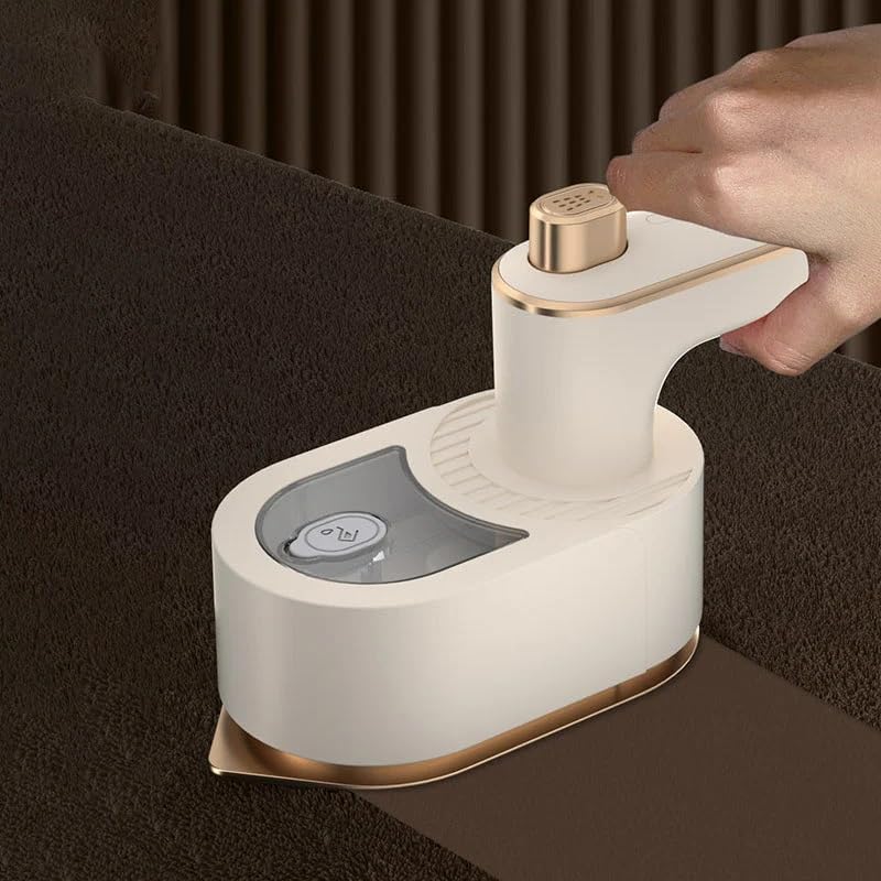 Fier de calcat portabil, mini aparat de calcat cu abur, design compact, usor, bej