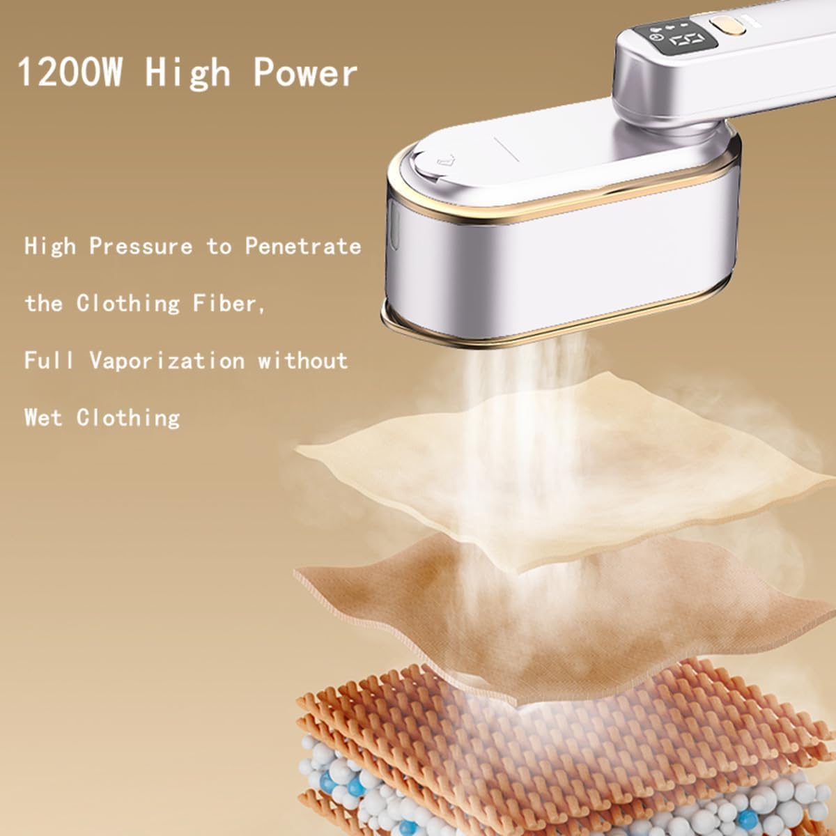 Fier de calcat cu abur portabil, 1300W, incalzire rapida in 9 secunde, capacitate mare, alb, unisex