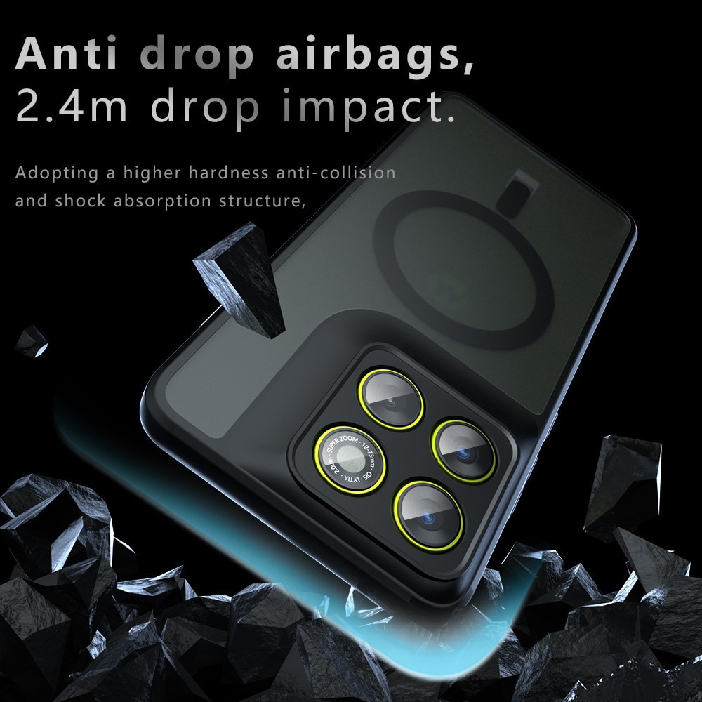 Husa pentru Motorola Edge 70 cu protectie pentru lentile si MagSafe EasyCharge, Ghost Series Anti-ingalbenire - negru frost