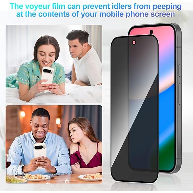 Set 2 Folie Sticla Privacy pentru Google Pixel 10 Pro – Sticla Securizata 9H+ Anti-Spy 28 Grade, Claritate HD, Tratament Oleofob Electronic, Anti-Amprenta, Sensibilitate Touch Avansata, Acoperire Completa Compatibila cu Husa cu Margini Negre