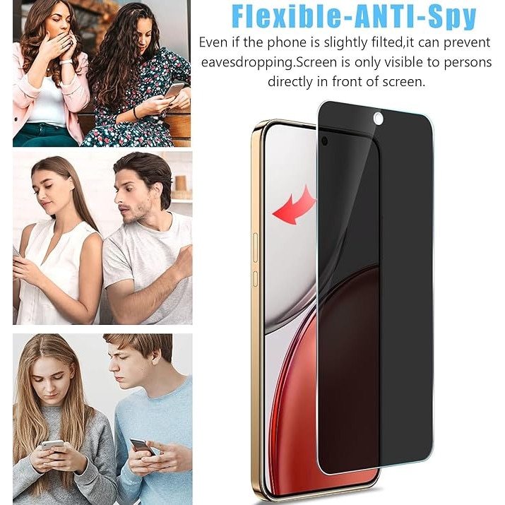Set 2 Folie Sticla Privacy pentru Honor Magic8 Lite– Sticla Securizata 9H+ Anti-Spy 28 Grade, Claritate HD, Tratament Oleofob Electronic, Anti-Amprenta, Sensibilitate Touch Avansata, Acoperire Completa Compatibila cu Husa cu Margini Negre