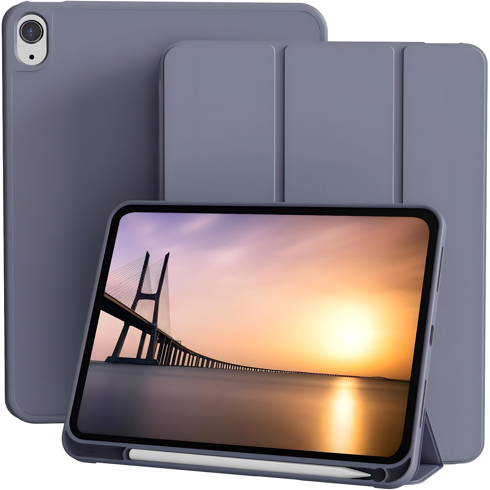 Husa de protectie pentru iPad (A16) 11 generatie de 11 inch 2025, husa pentru iPad 10 generatie de 10, 9 inch 2022, cu suport pentru stilou, husa inteligenta cu suport pliabil in trei, TPU，Violet deschis