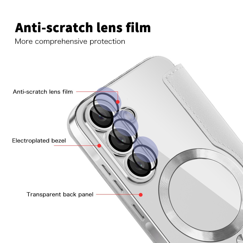 Husă tip carte pentru Samsung Galaxy A56 5G, gri, din piele ecologică și TPU, protecție RFID, design elegant