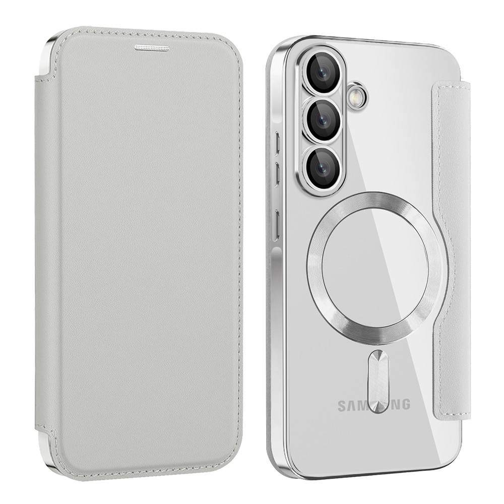 Husă tip carte pentru Samsung Galaxy A56 5G, gri, din piele ecologică și TPU, protecție RFID, design elegant