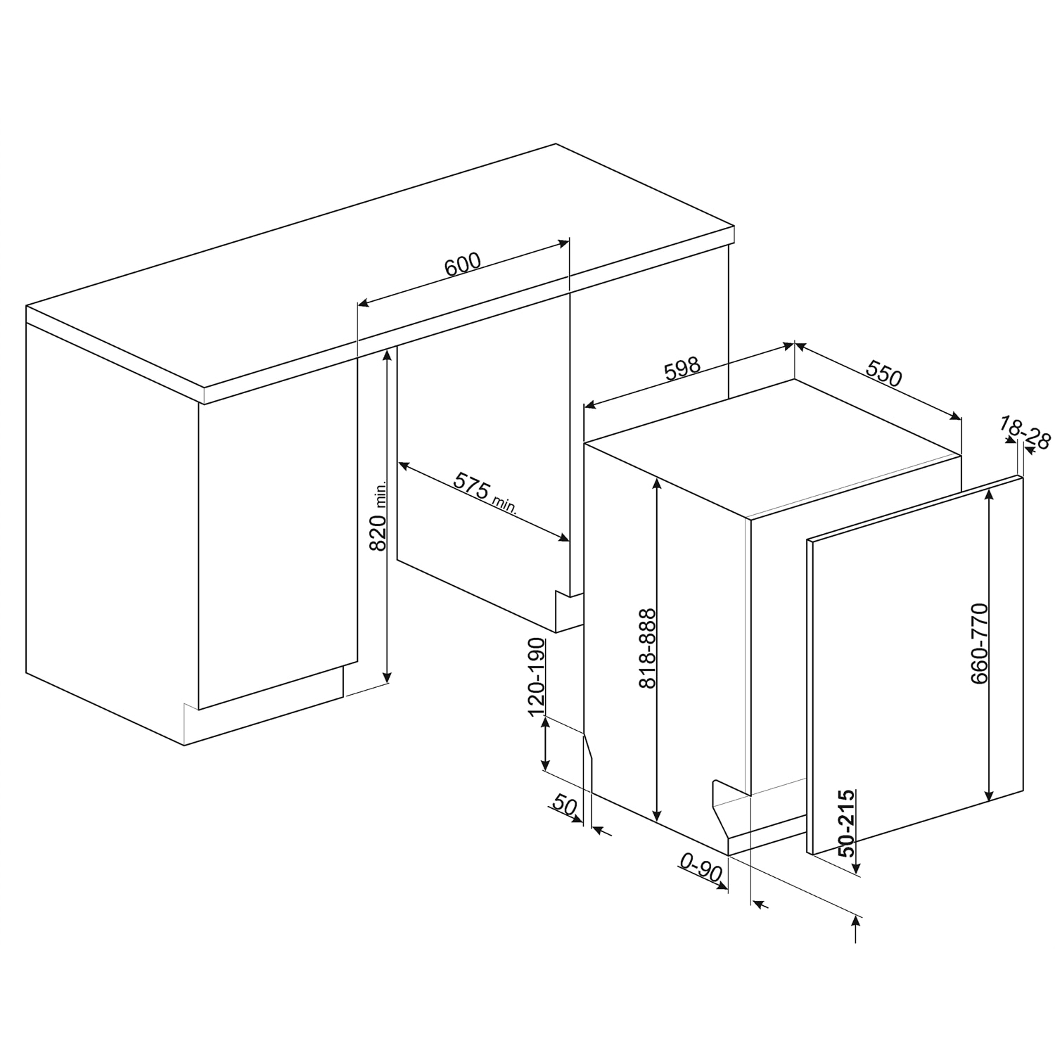 Masina de spalat vase incorporabila SMEG STL323BL, 60 cm, 13 seturi