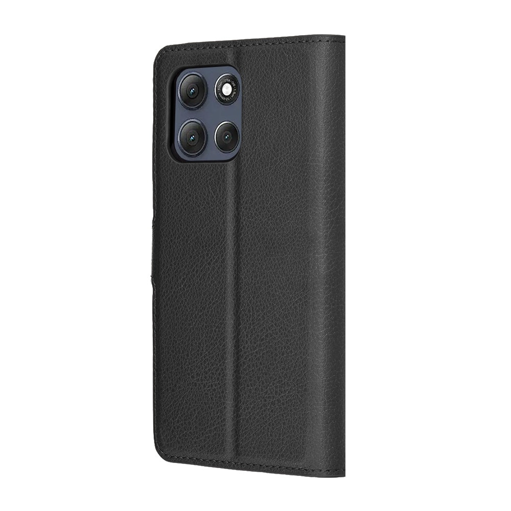 Husa pentru Motorola Moto G86 Power, SKYDDAR INNOVATION, Leather Folio tip Carte, cu Portofel Interior, Finisaje Premium, set cu sticker, Negru