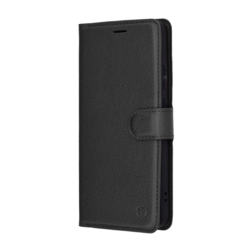 Husa pentru Motorola Moto G86 Power, SKYDDAR INNOVATION, Leather Folio tip Carte, cu Portofel Interior, Finisaje Premium, set cu sticker, Negru