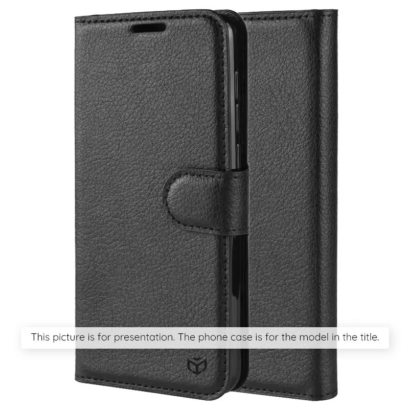 Husa pentru Motorola Moto G86 Power, SKYDDAR INNOVATION, Leather Folio tip Carte, cu Portofel Interior, Finisaje Premium, set cu sticker, Negru