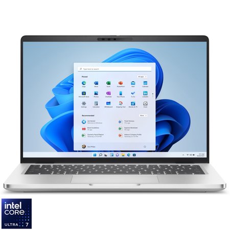 Laptop DELL PRO 14 Plus cu procesor Intel® Core™ Ultra 5 236V pana la 4.7GHz, 14'', Full HD+, 16GB LPDDR5x RAM, 512GB SSD, Intel® Arc Graphics, Windows 11 Pro, Platinum Silver, 3y ProSupport and Next Business Day Onsite Service