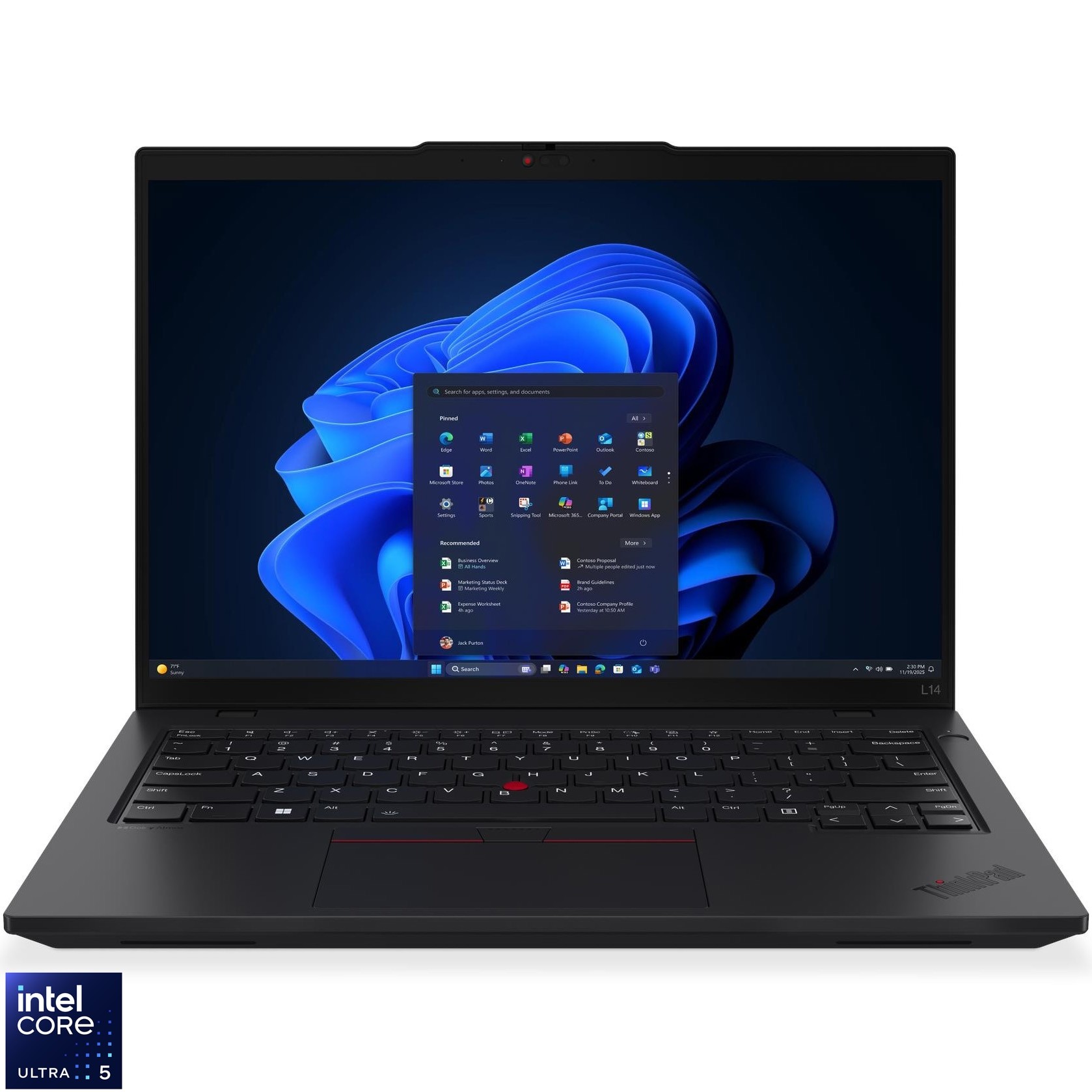 Laptop Lenovo ThinkPad L14 Gen 6 cu procesor Intel® Core Ultra 5 225U pana la 4.8GHz, 14" WUXGA , IPS, 16GB DDR5 RAM, 512GB SSD, Intel® Graphics, Windows® 11 Pro, Black, 3y on-site Premium Care