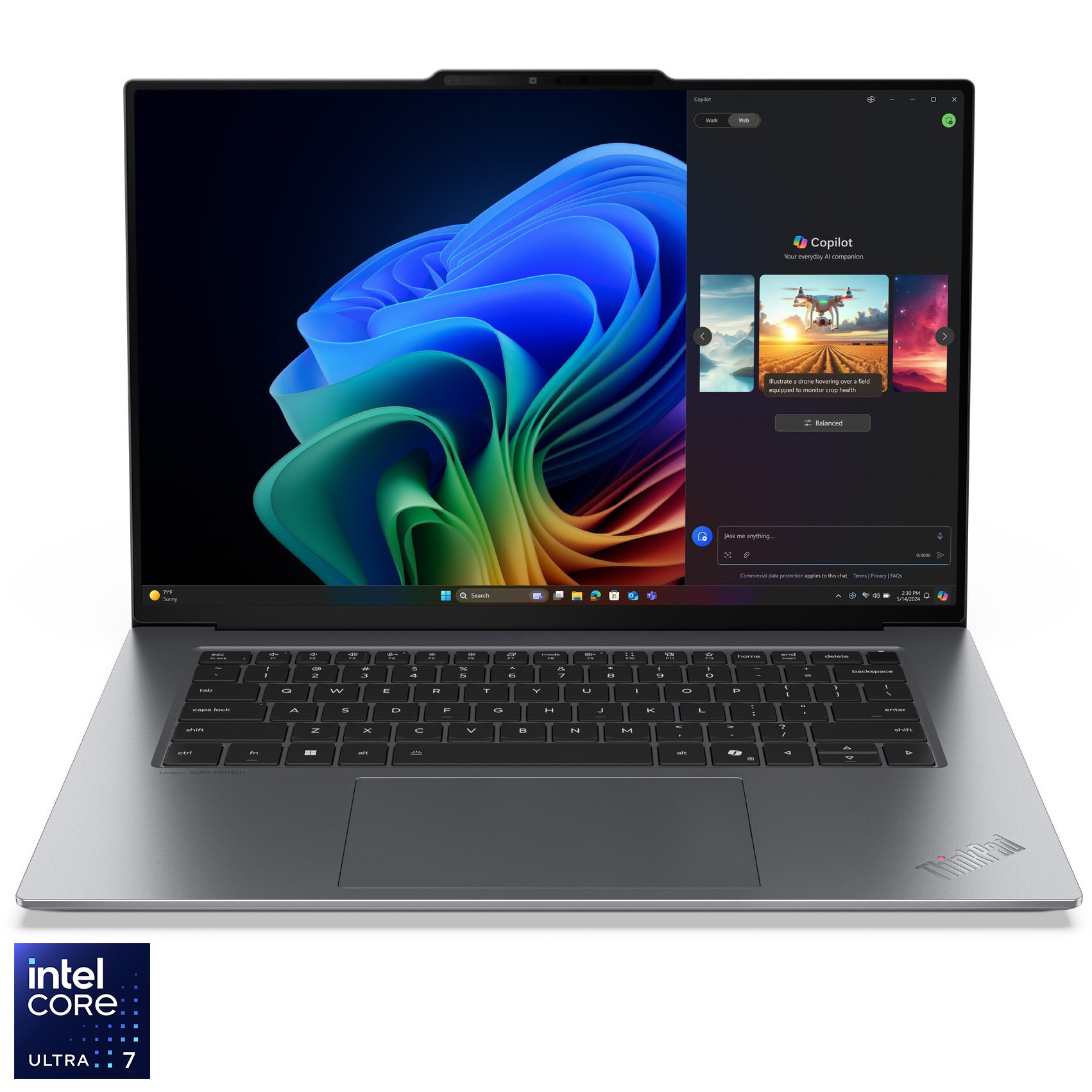 Laptop Lenovo ThinkPad X9-15 Gen 1 cu procesor Intel® Core™ Ultra 7 258V pana la 4.8GHz, 15.3" 2.8K, OLED, 120Hz, Touch, 32GB LPDDR5x RAM, 2TB SSD, Intel® Arc™ Graphics, Windows® 11 Pro, Grey, 3y on-site Premium Care