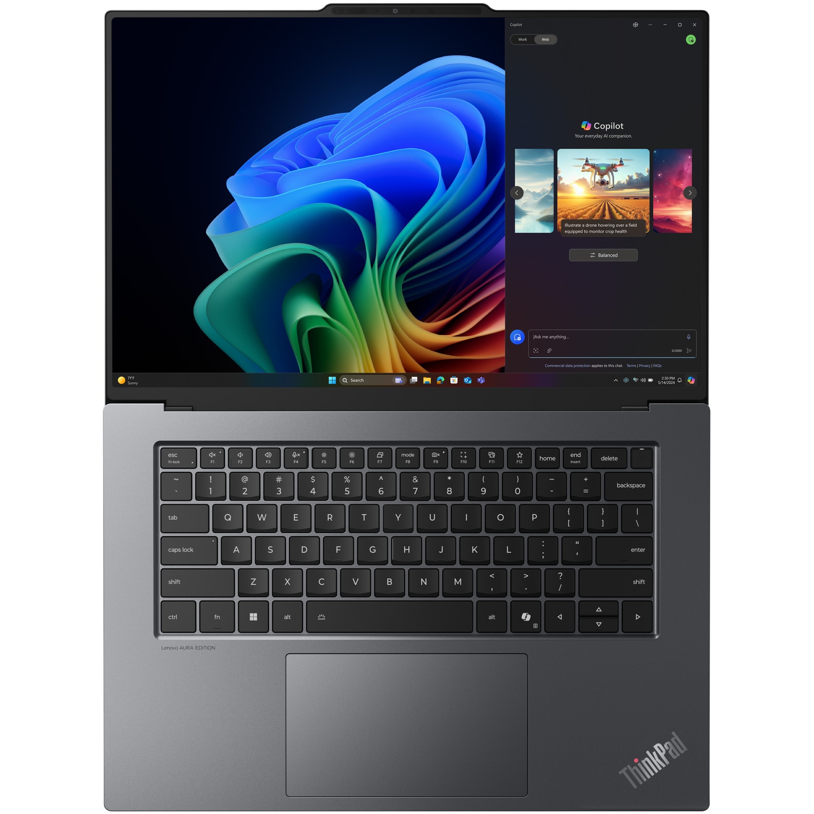 Laptop Lenovo ThinkPad X9-15 Gen 1 cu procesor Intel® Core™ Ultra 7 258V pana la 4.8GHz, 15.3" 2.8K, OLED, 120Hz, Touch, 32GB LPDDR5x RAM, 2TB SSD, Intel® Arc™ Graphics, Windows® 11 Pro, Grey, 3y on-site Premium Care