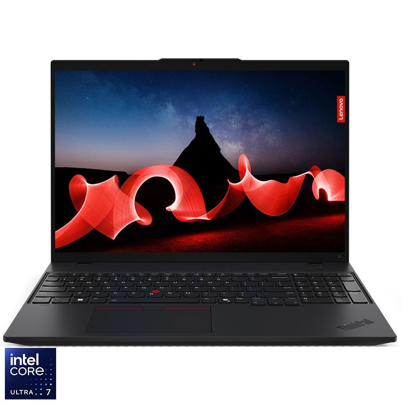 Laptop Lenovo ThinkPad L16 Gen 1 cu procesor Intel® Core™ Ultra 7 155U pana la 4.8 GHz, 16'', WUXGA, IPS, 16GB DDR5 RAM, 512GB SSD, Intel Graphics, No OS, Negru, 3y on-site Premium Care