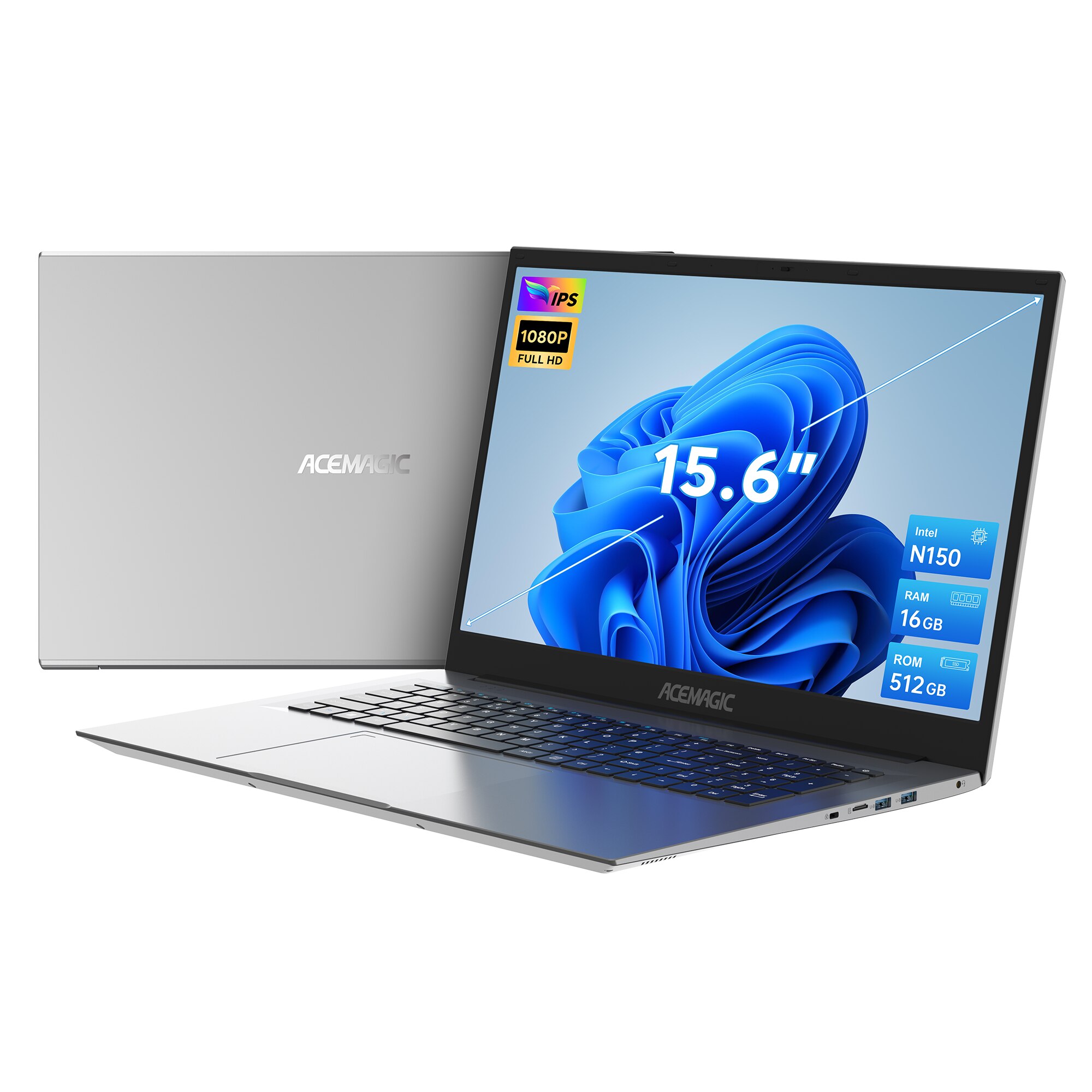 Laptop ACEMAGIC 15.6''cu procesor Intel® Twin Lake N150 pana la 3.6 GHz, 16GB DDR4 RAM, 512GB SSD, Windows 11 Pro