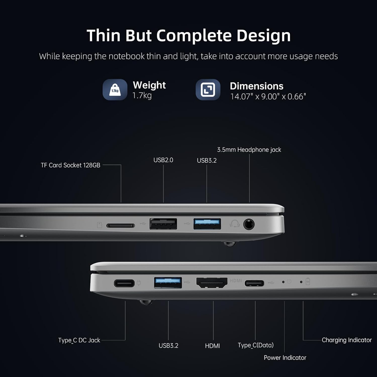 Laptop ACEMAGIC 15.6''cu procesor Intel® Twin Lake N150 pana la 3.6 GHz, 16GB DDR4 RAM, 512GB SSD, Windows 11 Pro