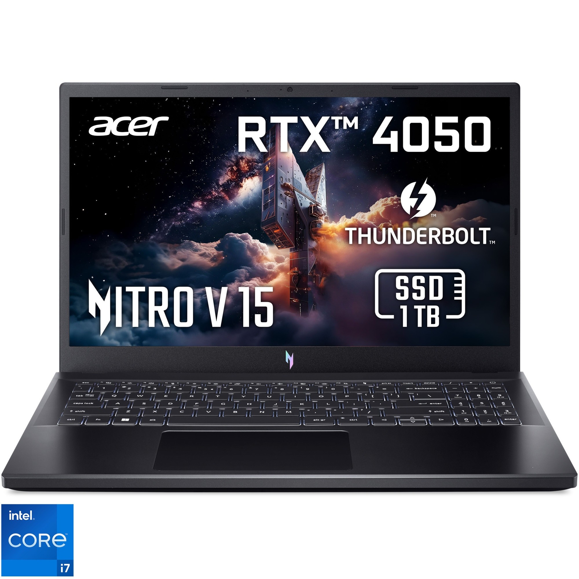 Laptop Gaming Acer Nitro V 15 ANV15-51-78ST cu procesor Intel® Core™ i7-13620H pana la 4.9GHz, 15.6", Full-HD, IPS, 165Hz, 32GB DDR5 RAM, 1TB SSD, NVIDIA® GeForce RTX™ 4050 6GB GDDR6, No OS, Obsidian Black