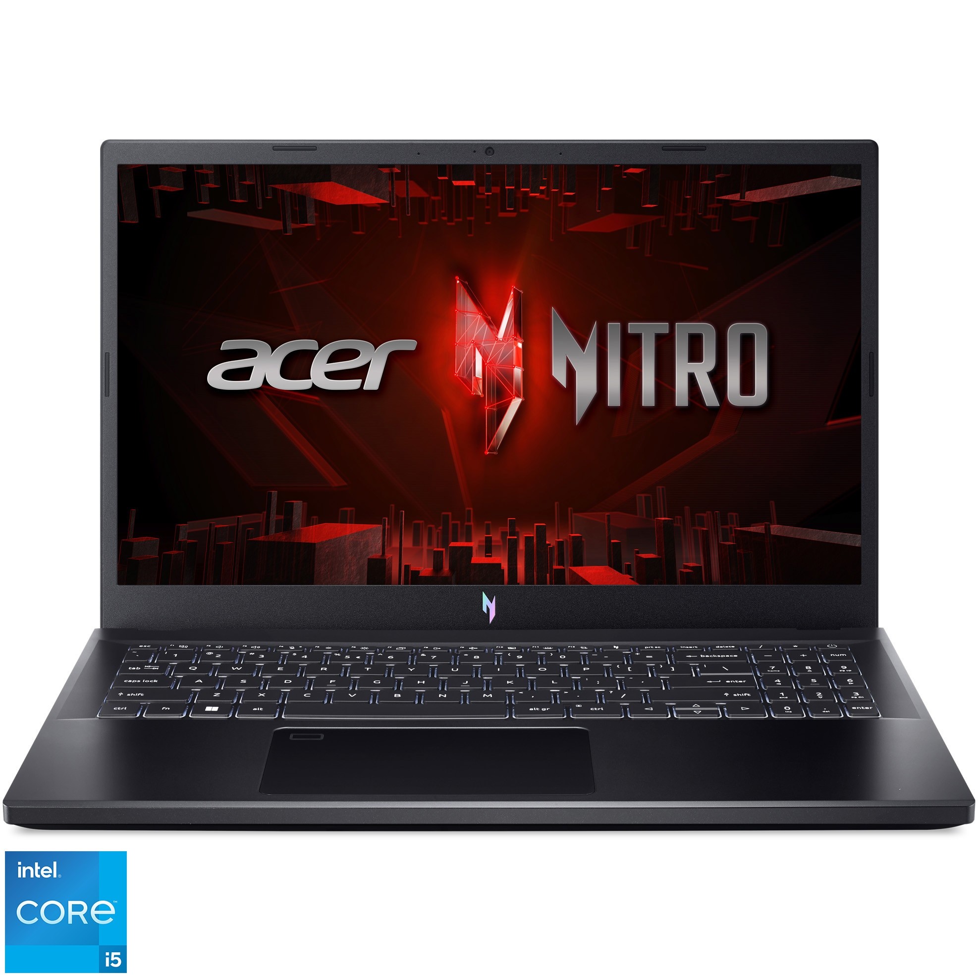 Laptop Gaming Acer Nitro V 15 ANV15-51-533J cu procesor Intel® Core™ i5-13420H pana la 4.7GHz, 15.6'', Full HD, IPS, 165Hz, 16GB DDR5 RAM, 1TB SSD, NVIDIA® GeForce RTX™ 3050 6GB GDDR6, No OS, Obsidian Black
