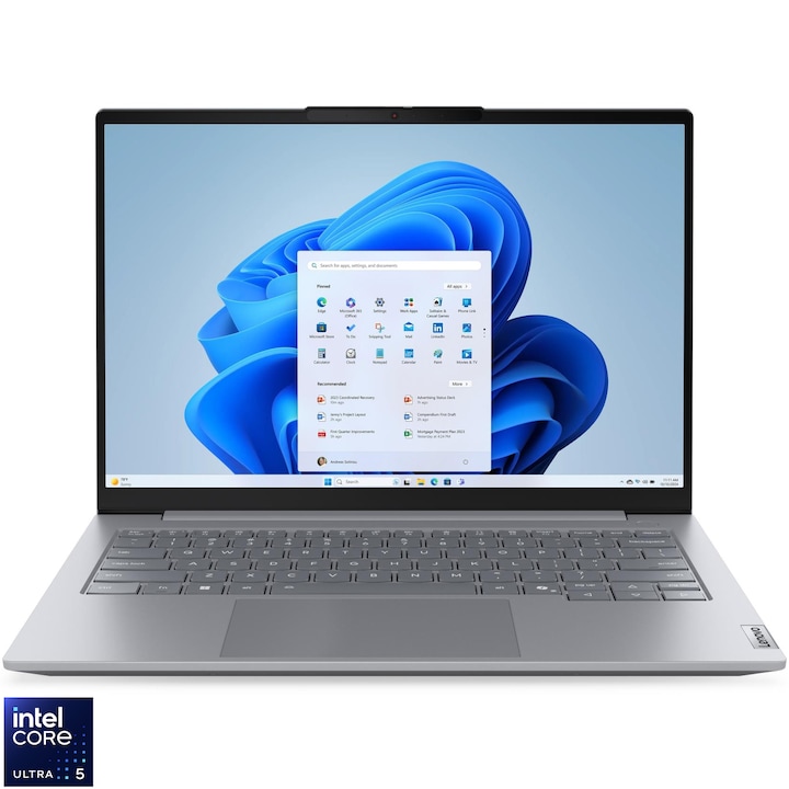 Laptop Lenovo ThinkBook 14 G8 IRL cu procesor Intel® Core 5 210H pana la 4.8GHz, 14" WUXGA, IPS, 16GB DDR5 RAM, 512GB SSD, Intel® Graphics, Windows® 11 Pro, Arctic Grey, 3y on-site Premium Care