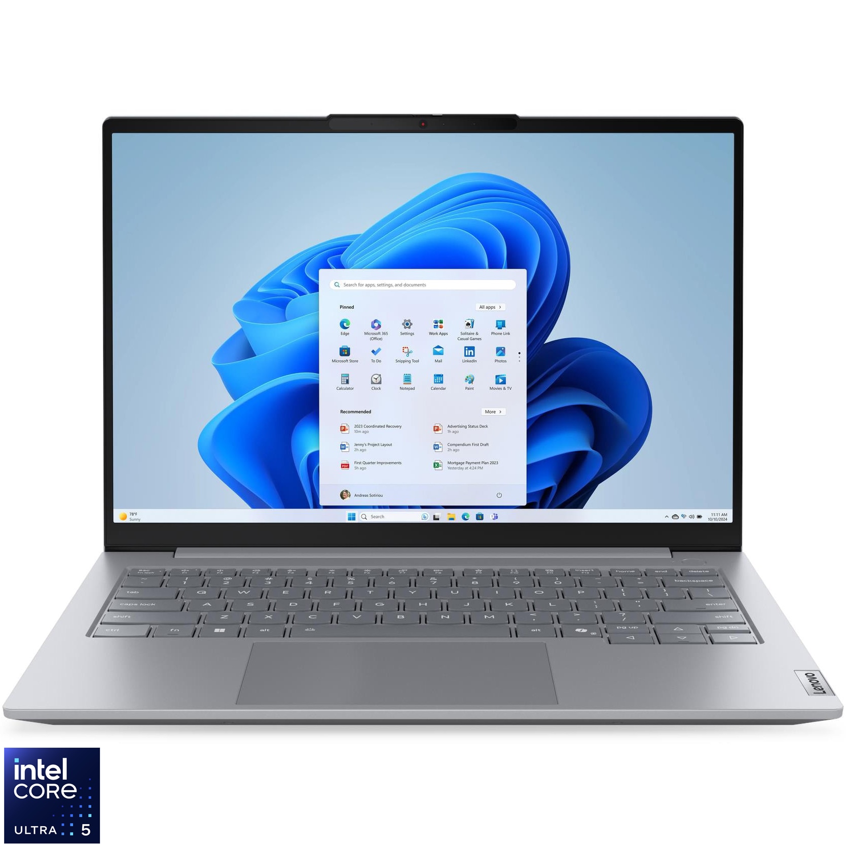 Laptop Lenovo ThinkBook 14 G8 IRL cu procesor Intel® Core 5 210H pana la 4.8GHz, 14" WUXGA, IPS, 16GB DDR5 RAM, 512GB SSD, Intel® Graphics, Windows® 11 Pro, Arctic Grey, 3y on-site Premium Care
