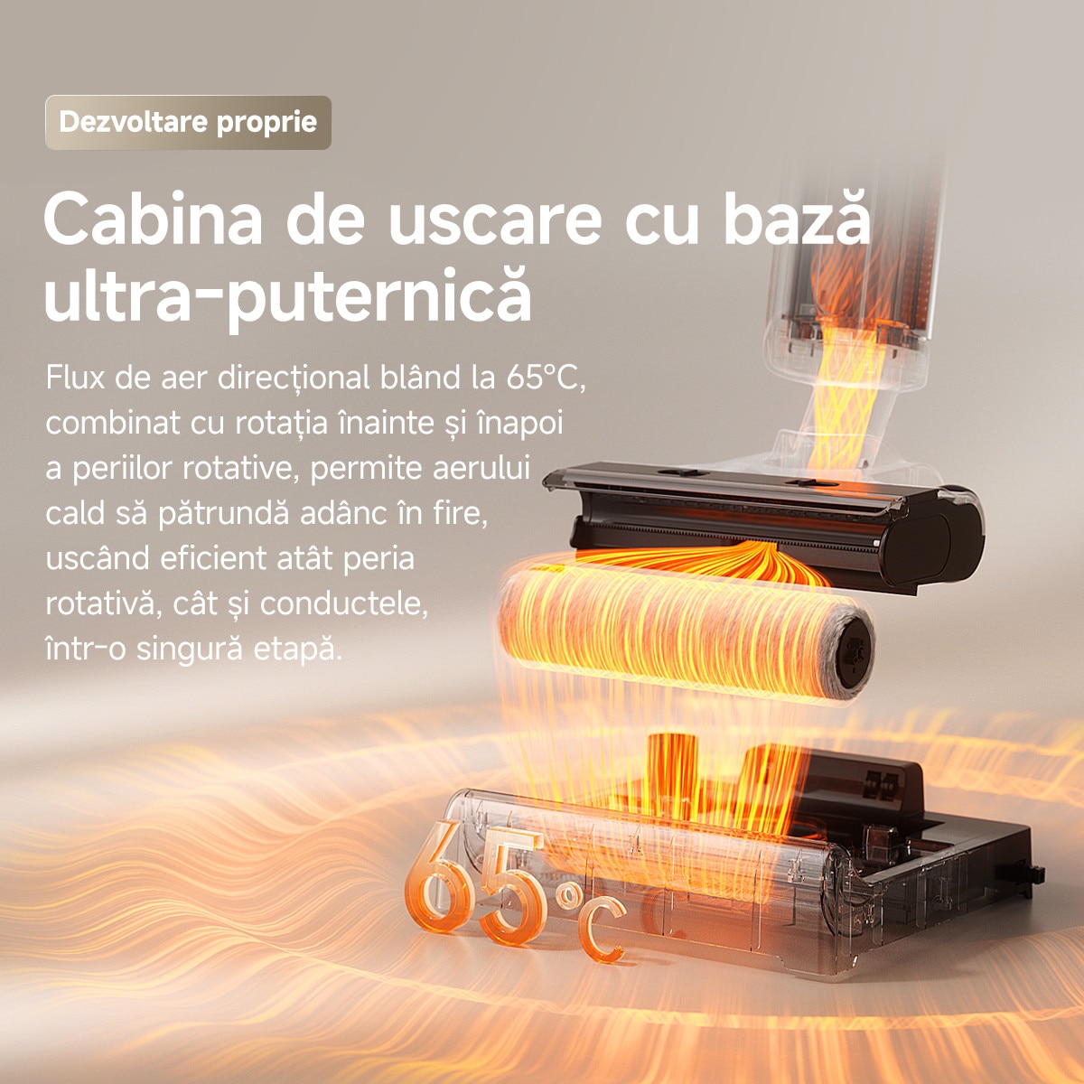 Aspirator vertical cu spalare Uwant D500, 17000PA, 230W, Mop cu intindere plana la 180°, Uscare silentioasa cu aer cald la 65°C, Autocuratare, Curatare margini pe trei laturi, Design anti-incurcare, Perie de podea impermeabila IPX6