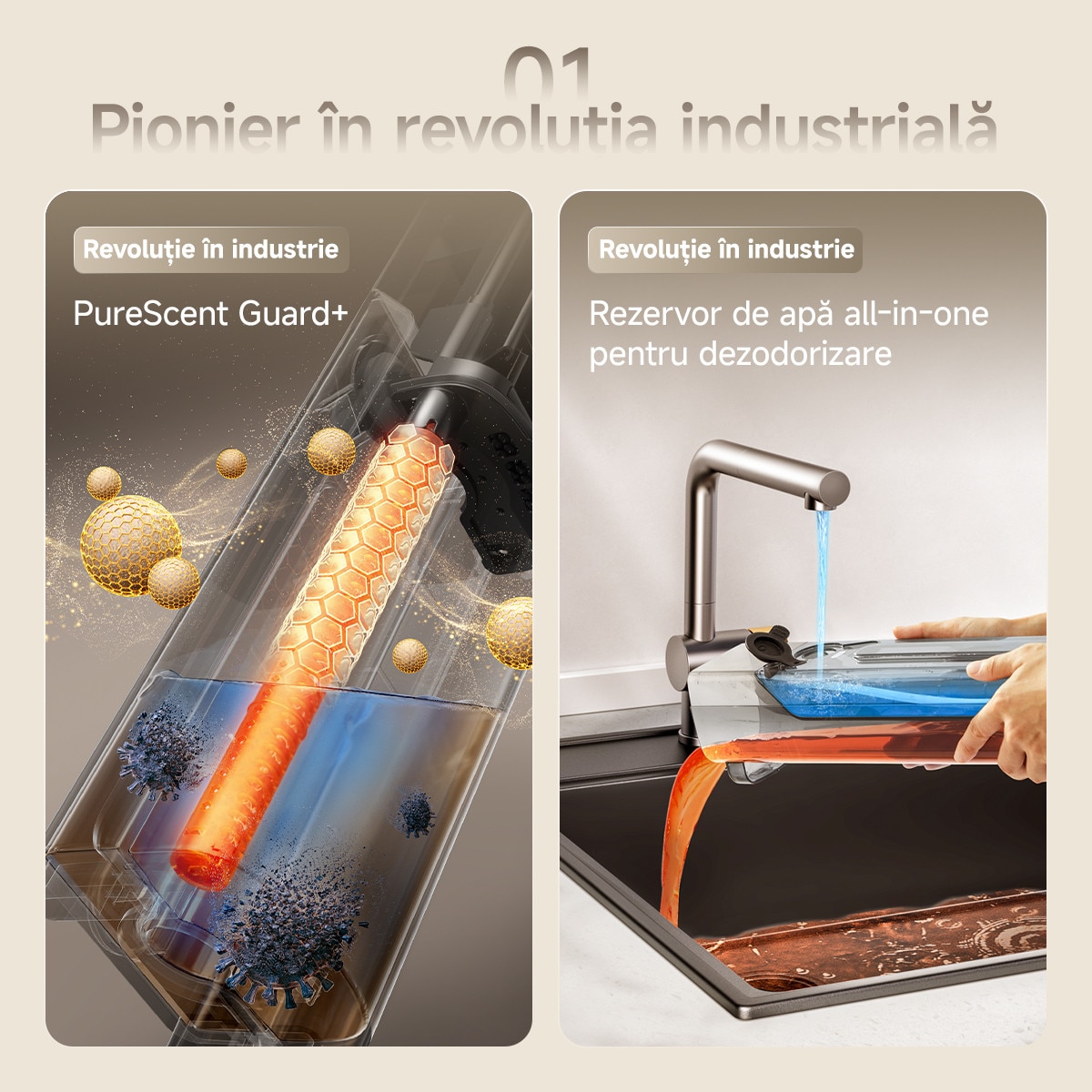 Aspirator vertical cu spalare Uwant D500, 17000PA, 230W, Mop cu intindere plana la 180°, Uscare silentioasa cu aer cald la 65°C, Autocuratare, Curatare margini pe trei laturi, Design anti-incurcare, Perie de podea impermeabila IPX6