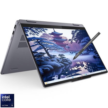 Laptop Lenovo IdeaPad 5 2-in-1 14IAL10 cu procesor Intel® Core™ Ultra 5 225U pana la 4.8GHz, 14" WUXGA, IPS, Touch, 16GB LPDDR5x RAM, 512GB SSD, Intel® Graphics, No OS, Luna Grey