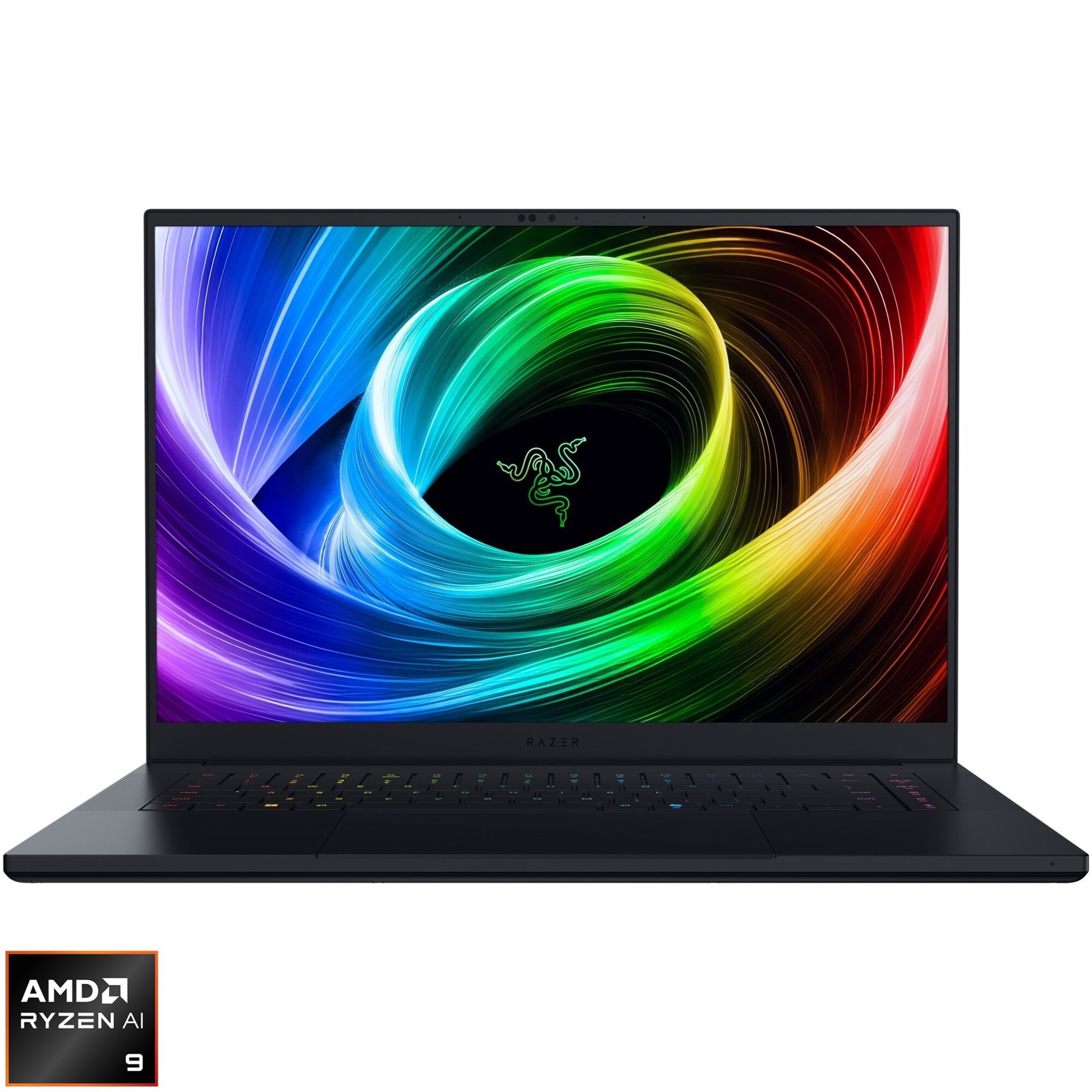 Laptop Gaming Razer Blade 16 cu procesor AMD Ryzen™ AI 9 365 pana la 5.0GHz, 16'', QHD+, 240Hz, OLED, 32GB LPDDR5X RAM, 1TB SSD, NVIDIA® GeForce RTX™ 5070 8GB GDDR7, Windows 11 Home, Anodized Black