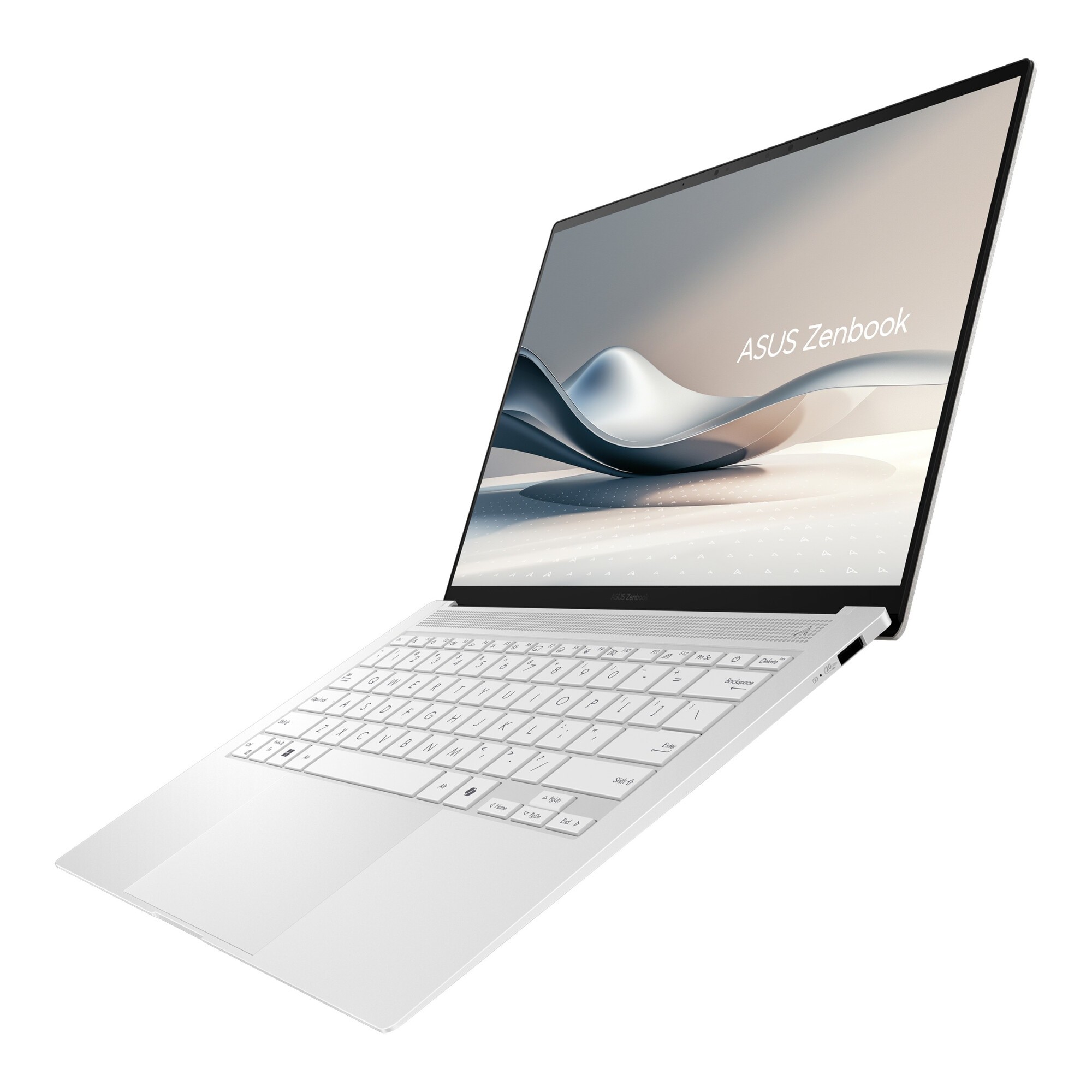 Laptop ASUS Zenbook S 14 UX5406SA cu procesor Intel® Core™ Ultra 7 258V pana la 4.8 GHz, 14'', 3K, OLED, 120Hz, 32GB RAM LPDDR5X, 1TB SSD, Intel® Arc™ Graphics, Windows 11 Pro, Scandinavian White