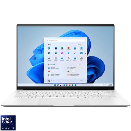 Laptop ASUS Zenbook S 14 UX5406SA cu procesor Intel® Core™ Ultra 7 258V pana la 4.8 GHz, 14'', 3K, OLED, 120Hz, 32GB RAM LPDDR5X, 1TB SSD, Intel® Arc™ Graphics, Windows 11 Pro, Scandinavian White