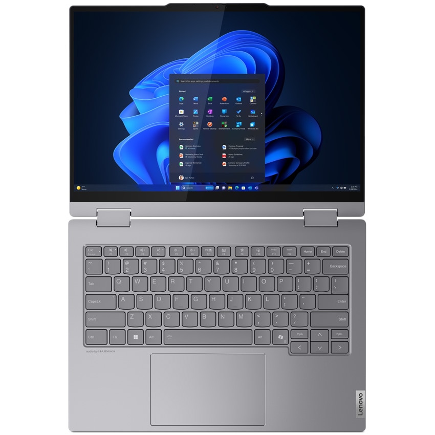 Laptop Lenovo ThinkPad 14 2-in-1 G4 IML cu procesor Intel® Core™ Ultra 7 155U pana la 4.8 GHz, 14", WUXGA, IPS, Touch, 16GB DDR5, 512GB SSD, Intel® Graphics, Windows 11 Pro, Luna Grey, 3Y Onsite upgrade