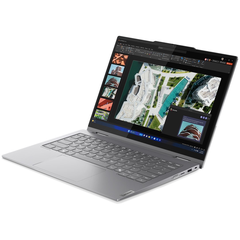 Laptop Lenovo ThinkPad 14 2-in-1 G4 IML cu procesor Intel® Core™ Ultra 7 155U pana la 4.8 GHz, 14", WUXGA, IPS, Touch, 16GB DDR5, 512GB SSD, Intel® Graphics, Windows 11 Pro, Luna Grey, 3Y Onsite upgrade