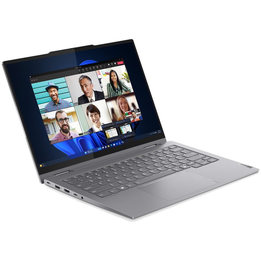 Laptop Lenovo ThinkPad 14 2-in-1 G4 IML cu procesor Intel® Core™ Ultra 7 155U pana la 4.8 GHz, 14", WUXGA, IPS, Touch, 16GB DDR5, 512GB SSD, Intel® Graphics, Windows 11 Pro, Luna Grey, 3Y Onsite upgrade
