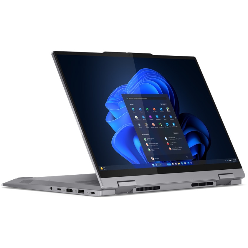 Laptop Lenovo ThinkPad 14 2-in-1 G4 IML cu procesor Intel® Core™ Ultra 7 155U pana la 4.8 GHz, 14", WUXGA, IPS, Touch, 16GB DDR5, 512GB SSD, Intel® Graphics, Windows 11 Pro, Luna Grey, 3Y Onsite upgrade