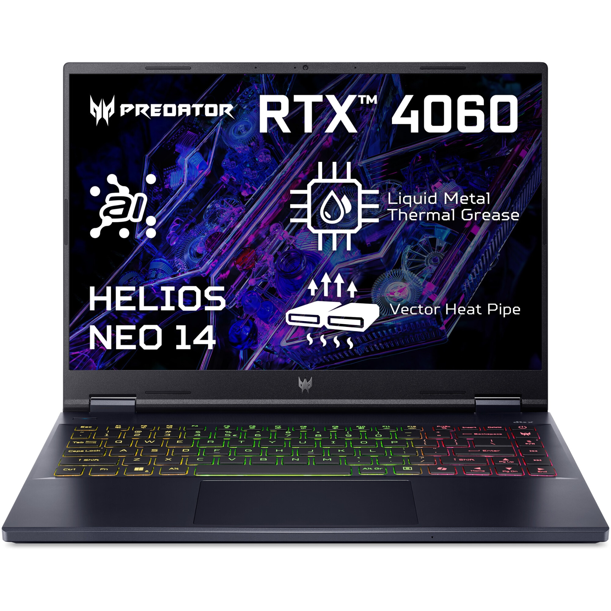Laptop Gaming Acer Predator Helios Neo 14 PHN14-51-71KY cu procesor Intel® Core™ Ultra 7 155H pana la 4.80GHz, 16GB LPDDR5X, 1TB SSD, NVIDIA® GeForce RTX™ 4060 8GB GDDR6, No OS, Abyssal Black