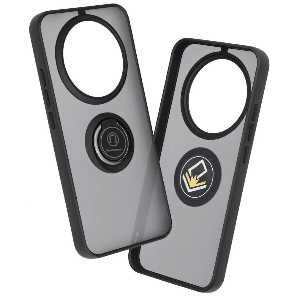 Husa pentru Honor Magic 8 Lite Daden® Glinth, Suport Inel, Antisoc, Calitate Premium, Fumuriu cu Margini Negre