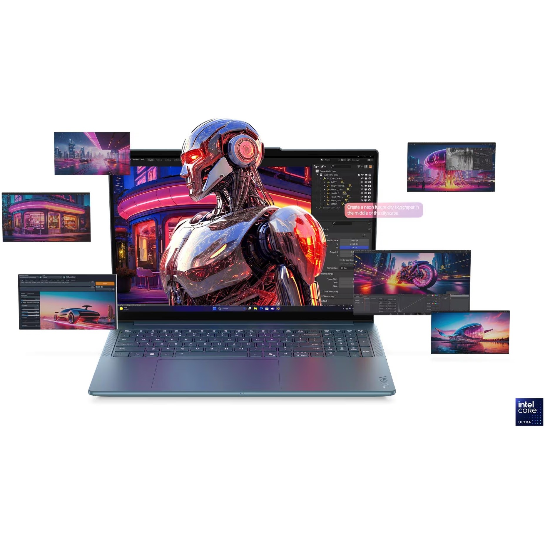 Laptop Lenovo Yoga Pro 9 16IAH10 cu procesor Intel® Core™ Ultra 9 285H pana la 5.4GHz, 16" 3.2K, OLED, 120Hz, Touch, 32GB LPDDR5x RAM, 1TB SSD, NVIDIA® GeForce RTX™ 5060 8GB GDDR7, Windows® 11 Home, Tidal Teal, 3y on-site Premium Care