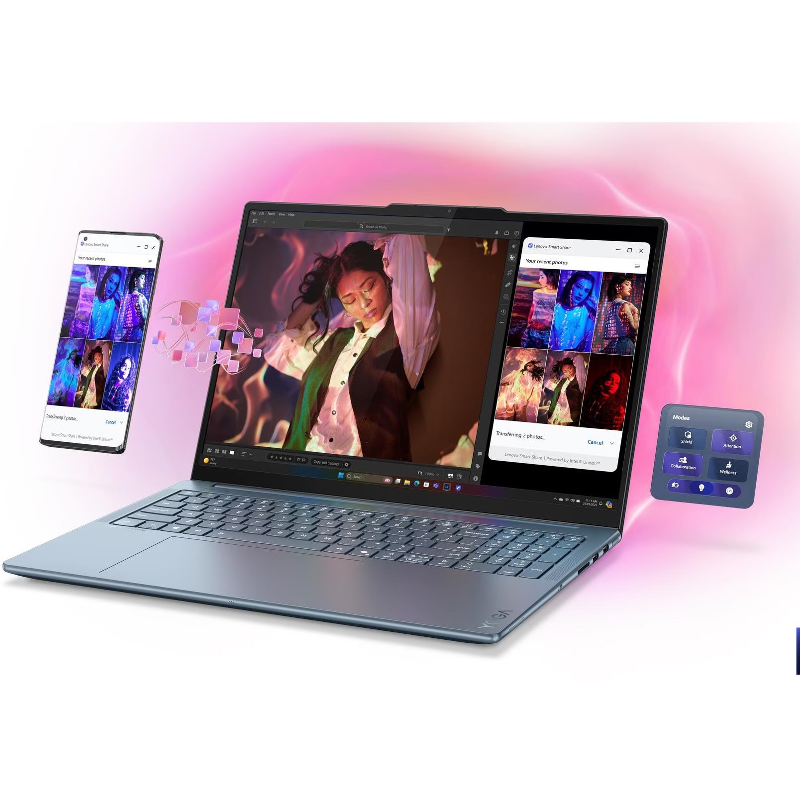 Laptop Lenovo Yoga Pro 9 16IAH10 cu procesor Intel® Core™ Ultra 9 285H pana la 5.4GHz, 16" 3.2K, OLED, 120Hz, Touch, 32GB LPDDR5x RAM, 1TB SSD, NVIDIA® GeForce RTX™ 5060 8GB GDDR7, Windows® 11 Home, Tidal Teal, 3y on-site Premium Care