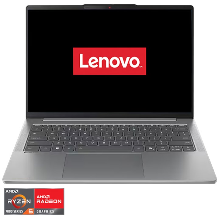 Laptop Lenovo IdeaPad Slim 5 14ARP10 cu procesor AMD Ryzen™ 5 7533HS pana la 4.45GHz, 14" WUXGA, IPS, 16GB DDR5 RAM, 1TB SSD, AMD Radeon™ 660M Graphics, No OS, Luna Grey