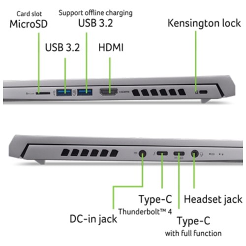 Laptop Gaming Acer Predator Triton Neo 16 PTN16-51 cu procesor Intel® Core™ Ultra 7 155H pana la 4.8GHz, 16'' WUXGA, 165Hz, IPS, 16GB LPDDR5X RAM, 1TB SSD, NVIDIA® GeForce RTX 4050 6GB GDDR6, No OS, Sparkly Silver