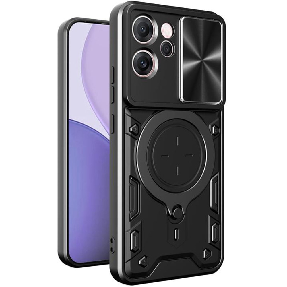 Husa pentru Oppo Reno 14F, CamGuard Pro Kickstand, Slider Camera, Antisoc, Protectie Superioara, Negru